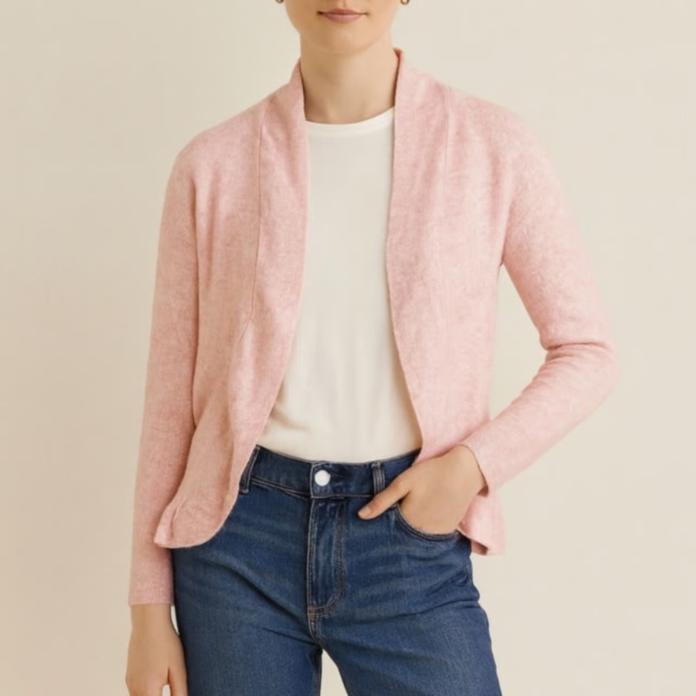Elegant Pink Open-Front Cardigan